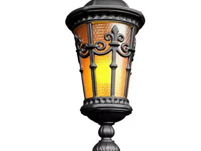 Outdoor classic street lamp light Lantern Lamppost streetlight 3D model