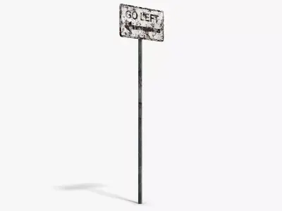 Damaged Go Left Sign Low-poly 3D model