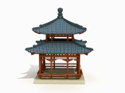 Four corner double layered pavilion 3D model