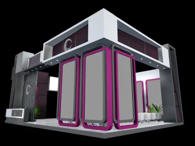 exhibition stall design 12 x 08  3 side open Low-poly 3D model
