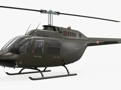  Bell 206 JetRanger Helicopter Italian Army Green Rigged 