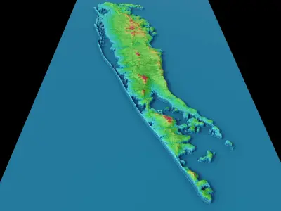 Topographic map of the Long Island and New-York 3D model