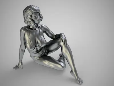 Pretty Woman Sitting on the Floor 3D print model