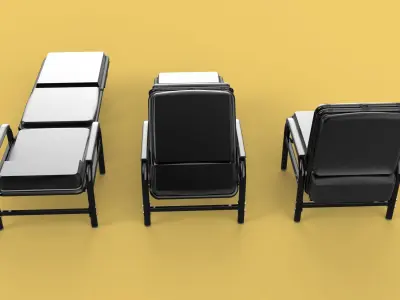 HOSPITAL ROOM ACCOMPANY CHAIR PATIENT FOLDABLE NURSING CHAIR BED 3D model