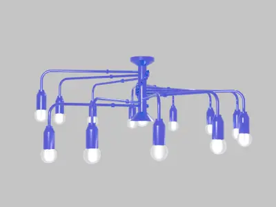 Simple 12-light ceiling light Low-poly 3D model