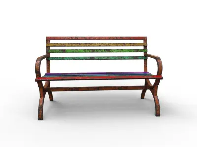 Very Old Street Bench Terror Low-poly 3D model