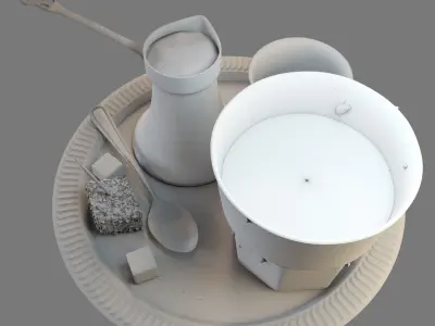 Coffee set turkish on tray 3D model