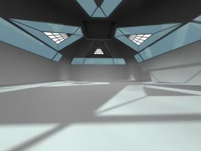 Empty Modern Hangar Building Low-poly 3D model