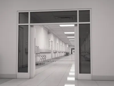 Hospital Hallway 2 MAX White 3D model