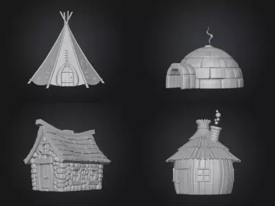  3D printable house models bundle of 4  3D print model