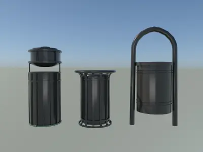 Street trash can Low-poly 3D model shop
