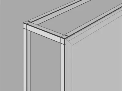 Mirror for Barber Shop with LED Stripe 3D model