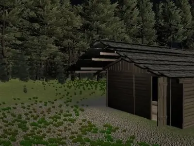 HOuse cabin in woods at night 3D model