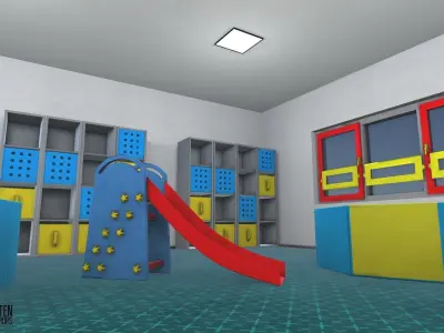 Kindergarten - interior and props Low-poly 3D model