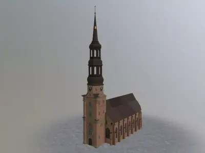 Hamburg St Katherine Church Low-poly 3D model