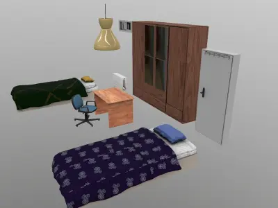 Bedroom Set cabinet with door and drawers 3D model