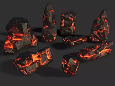 Mountain lave rocks - 3D Models PBR Pack 13 Low-poly 3D model