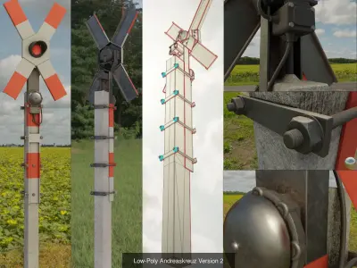 Low and High-Poly Andreaskreuz Version 1 2 and 3 3D Model Pack