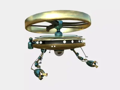 Flying Robot I02 Golden - SciFi Character Design Low-poly 3D model