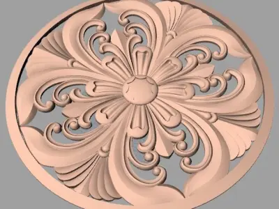 Furniture decoration round flower 3D STL model for CNC E910 3D model