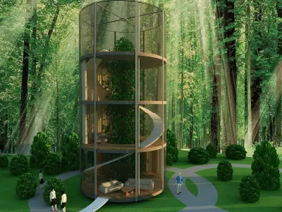 Glass lounge Low-poly 3D model