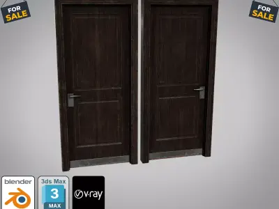 Bathroom door Low-poly 3D model