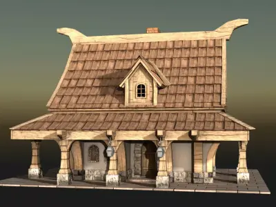 Medieval house 3D model 10