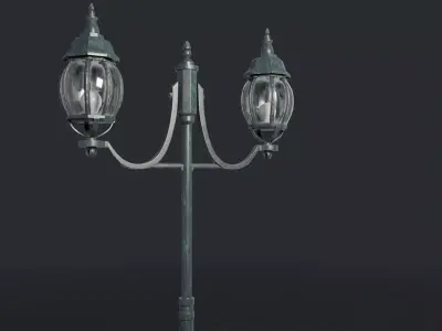Rounded Street Lamp with double stand 3D model