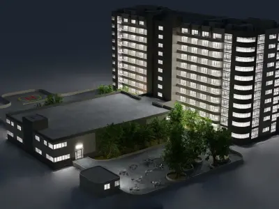 hospital building with interior  3D model