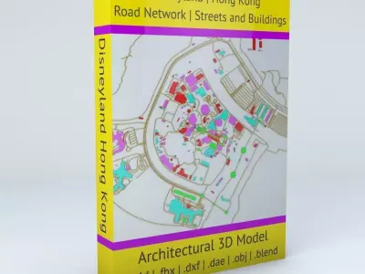 Disneyland Hong Kong Road Network Buildings and Streets 3D model
