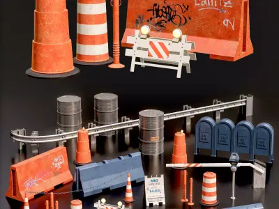 Street Asset Set 02 Low-poly 3D model