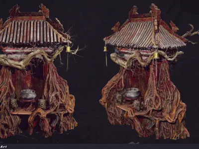 Black Myth Wukong Black Wind Mountain Land Temple Low-poly 3D model