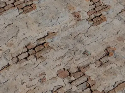 PBR Weathered Plaster over Brick Texture