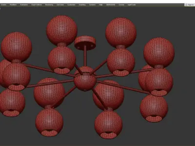 LAVINIA chandelier with glass balls Low-poly 3D model
