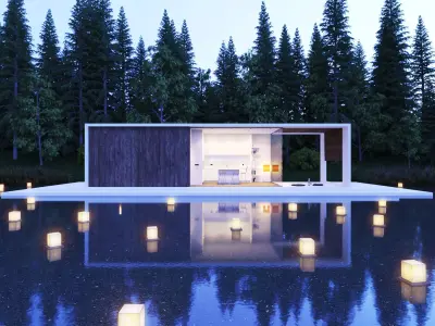 Modern Lake House 3D model order