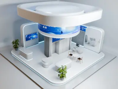 Modern Exhibition Booth 3D Model Trade Show Stand 3D model 3D model