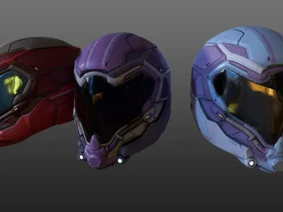Futuristic Helmet Sci-fi for game  Low-poly 3D model