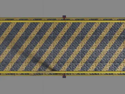 Ramp PBR metal railing with bars Low-poly 3D model