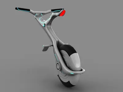 Sci-fi Monowheel Scooter Low-poly 3D model