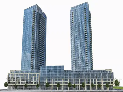Residential Tower Complex 01 Low-poly 3D model