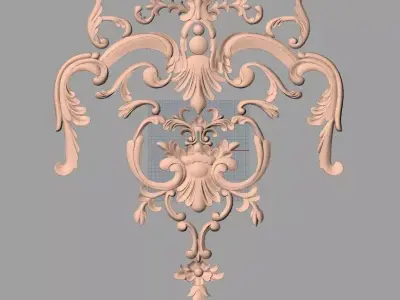 Bed door flower 3D relief STL model for CNC engraving E527 3D model