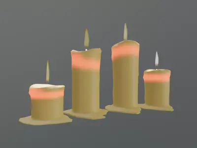 Melted Wax Candle Set Low-poly 3D model