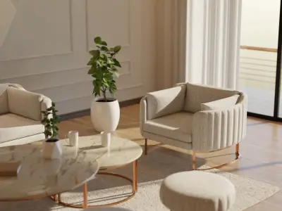 Living Room - 03 Low-poly 3D model