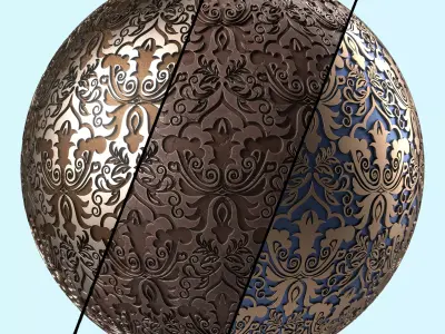 Metal Materials 17- Ornament Metal panels Pbr 4k Seamless Sbsar Low-poly 3D model