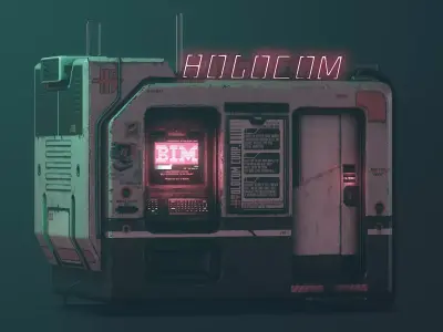 Cyberpunk Holocom Booth Low-poly 3D model