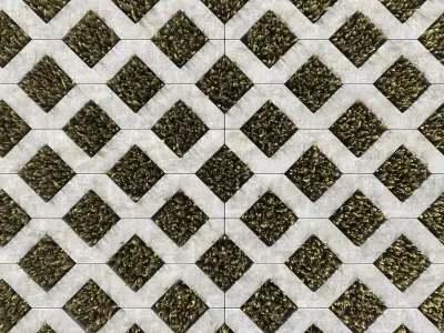 Ecoparking square of grass in middle of concrete floor 3D model