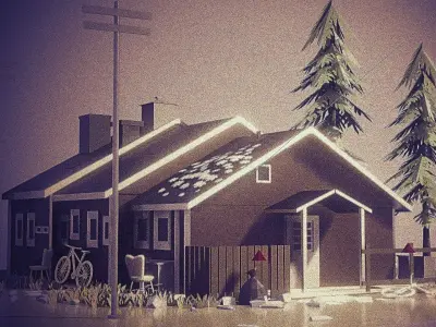 house on island in water 3D model