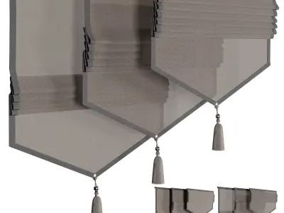 Roman blinds - Patterned Curtain Set 06 Low-poly 3D model