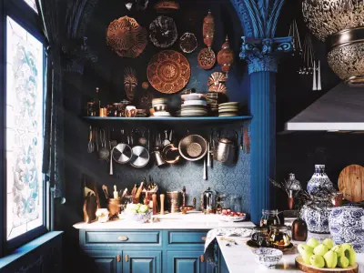 Vintage Blue Kitchen Interior Design 3D model