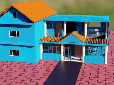 Lving House Low-poly 3D model